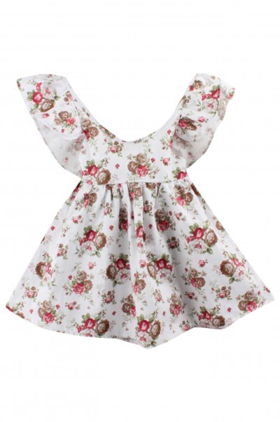 SKCC002 Order printed ruffled dresses for infants and young children Order children's dresses online Supply floral ruffled dresses detail view-4